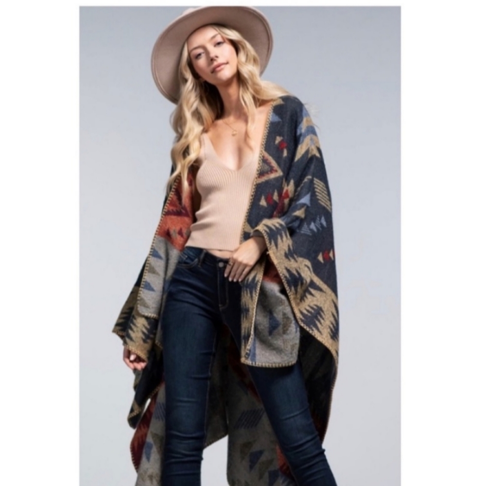 🎉🎊 Host Pick🎊🎉Ruggine One Size Western Warm Ruana Cardigan Drap Poncho